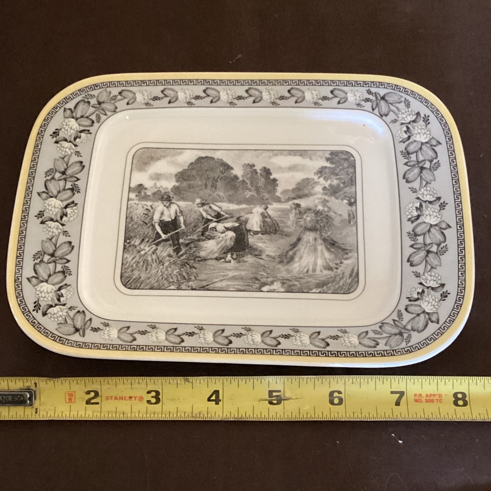 Classic Rectangular Serving Platter with Black and White Design